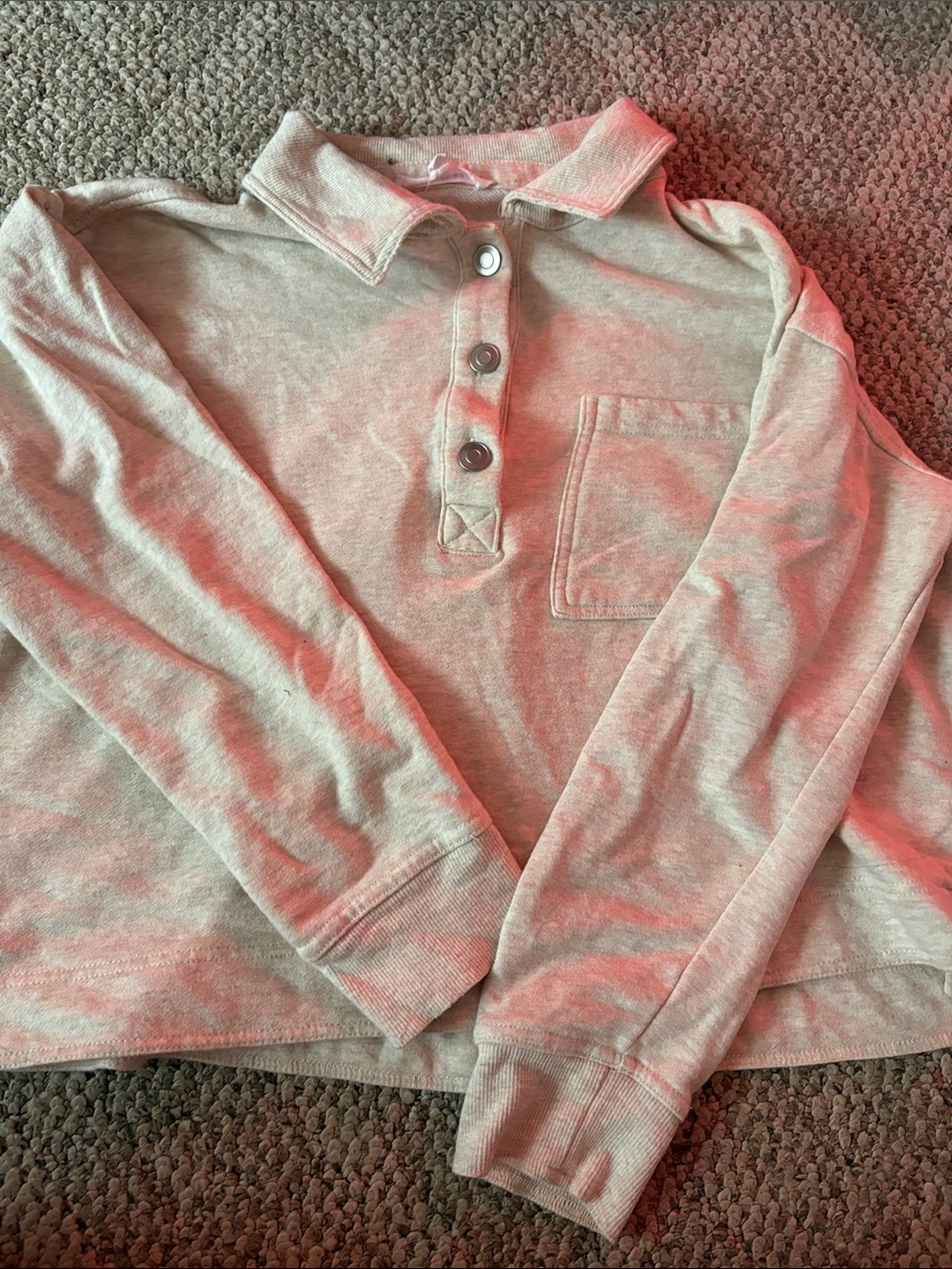 Jane and Delancey Dusty Pink Long-Sleeve Polo Pullover